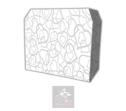 White Wedding Grey Hearts  Lycra DJ Booth Cover