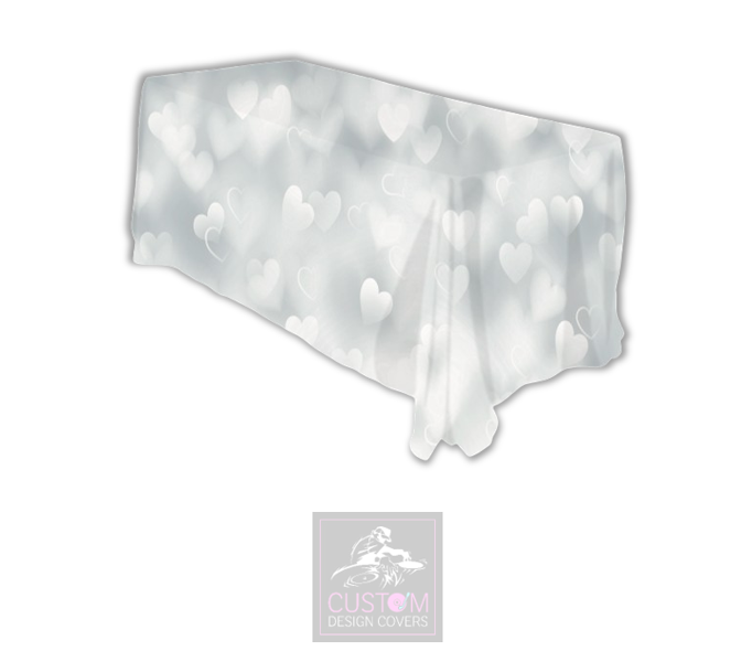 Hearts on Grey Rectangle Table Cover