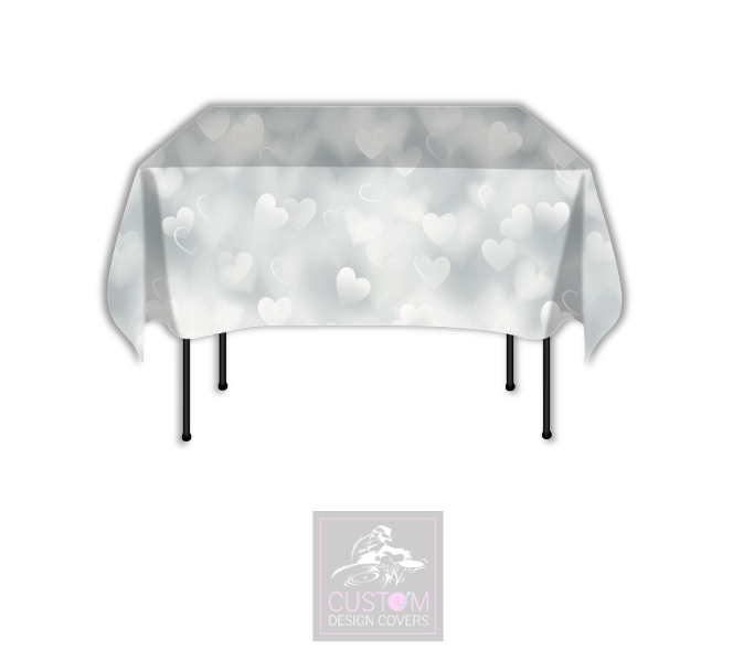 Hearts on Grey Square Table Cover 