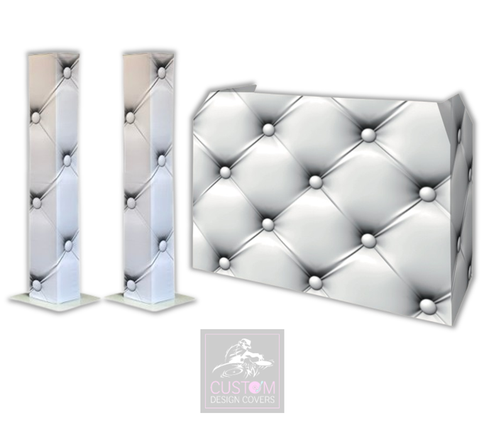 White Chesterfield Lycra DJ Covers (PACKAGE BUNDLE)