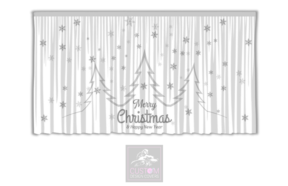 Grey on White Christmas Backdrop Curtain