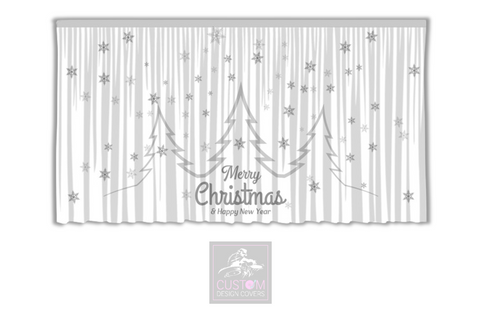 Grey on White Christmas Backdrop Curtain