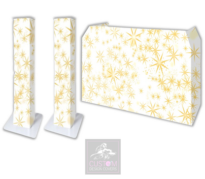 White Gold Stars Lycra DJ Covers (PACKAGE BUNDLE)