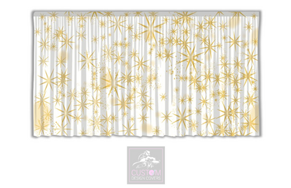 Gold Stars on White Christmas Backdrop Curtain