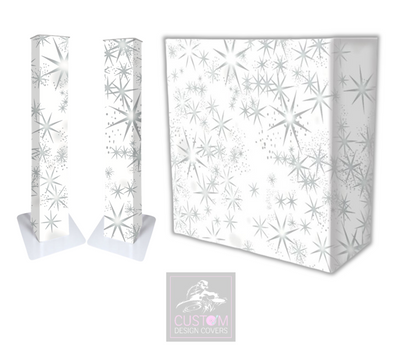 White Grey/Silver Star Lycra DJ Covers (PACKAGE BUNDLE) - COMBI