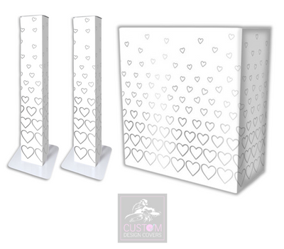 White Grey Hearts Lycra DJ Booth Cover (PACKAGE BUNDLE) - COMBI