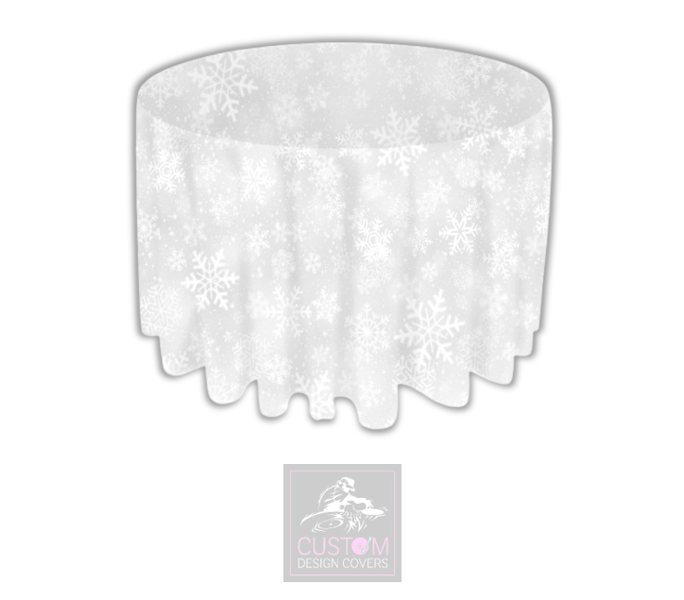 Snowflakes on Grey Round Table Cover