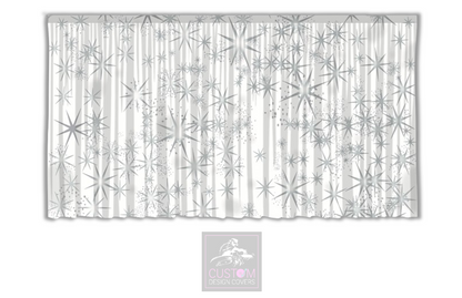 Grey Stars on White Christmas Backdrop Curtain