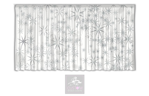 Grey Stars on White Christmas Backdrop Curtain