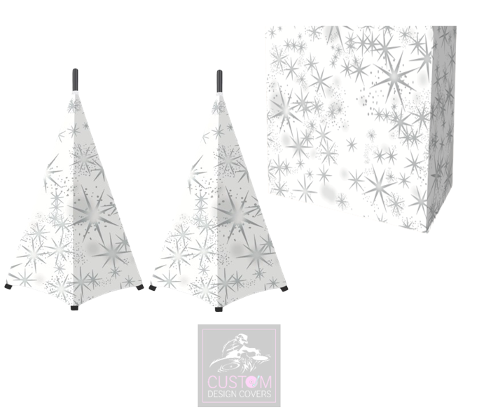 White Silver Star  Lycra DJ Booth Cover (PACKAGE BUNDLE) - COMBI 