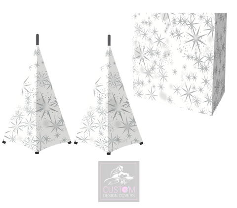 White Silver Star Lycra DJ Booth Cover (PACKAGE BUNDLES) - TRUSS 