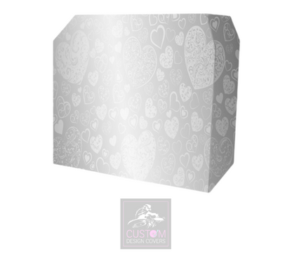 White Heart Wedding Lycra DJ Booth Cover