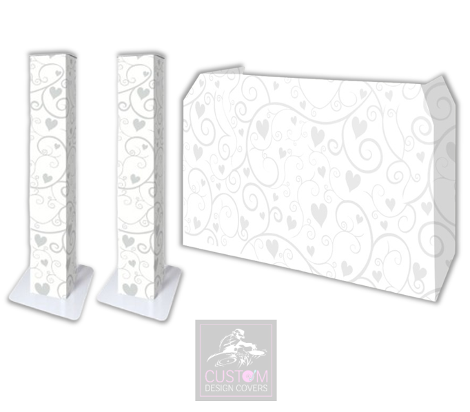 White Hearts & Vines Lycra DJ Covers (PACKAGE BUNDLE)