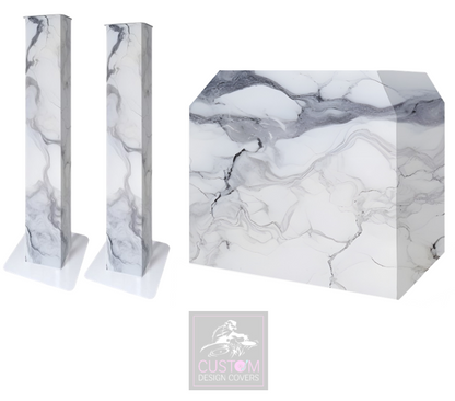 White Marble Lycra DJ Covers (PACKAGE BUNDLE) - MKII