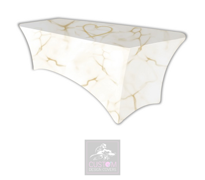 White Marble Effect Photobooth Lycra Table Cover