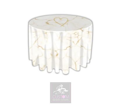 White Marble Effect Round Table Cover