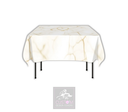 White Marble Effect Square Table Cover