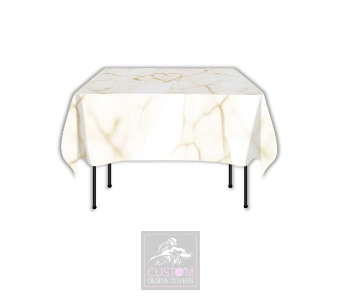 White Marble Effect Square Table Cover