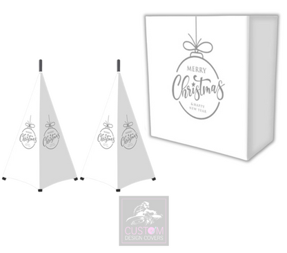 White Merry Christmas *Grey*  Lycra DJ Booth Cover (PACKAGE BUNDLE)