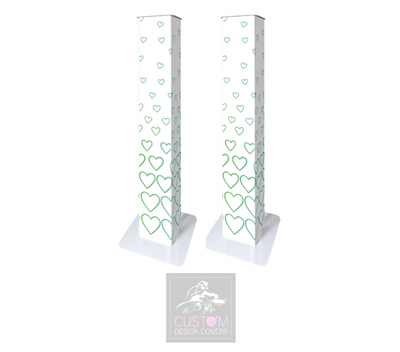 White Rainbow Hearts Lycra Podiums (PAIR)