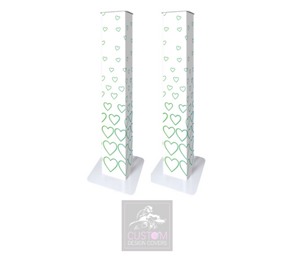 White Rainbow Hearts Lycra Podiums (PAIR)