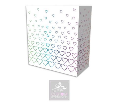 White Rainbow Hearts Lycra DJ Booth Cover 