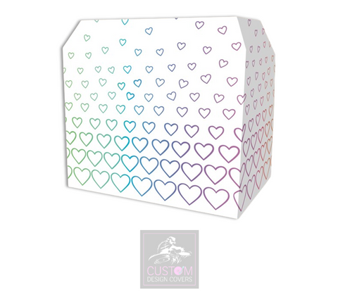 White Rainbow Hearts Lycra DJ Booth Cover 