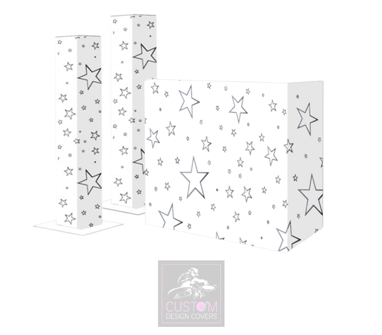 White Silver Star Lycra DJ Covers (PACKAGE BUNDLE) - ADJ PRO