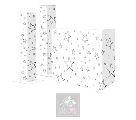 White Silver Star Lycra DJ Covers (PACKAGE BUNDLE) - COMBI