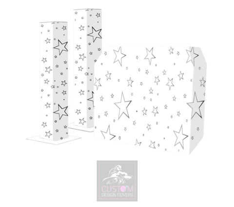 White Silver Stars Lycra DJ Covers (PACKAGE BUNDLE) - S&H