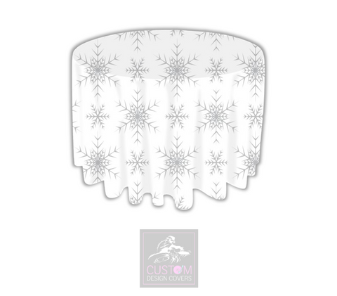 Grey Snowflakes on White Round Table Cover 