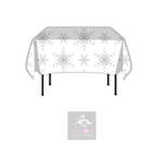 Grey Snowflakes on White Square Table Cover