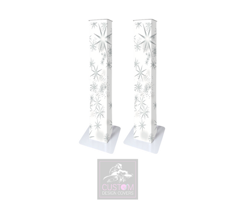 WHITE SILVER STAR PODIUM COVERS (PAIR)