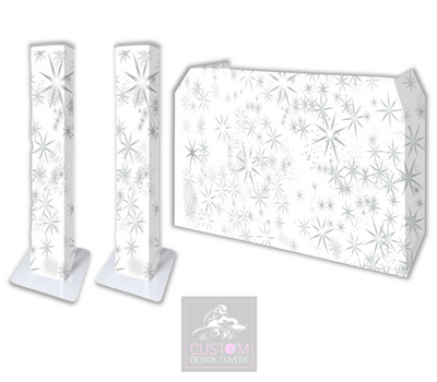 White Silver Stars Lycra DJ Covers (PACKAGE BUNDLE)