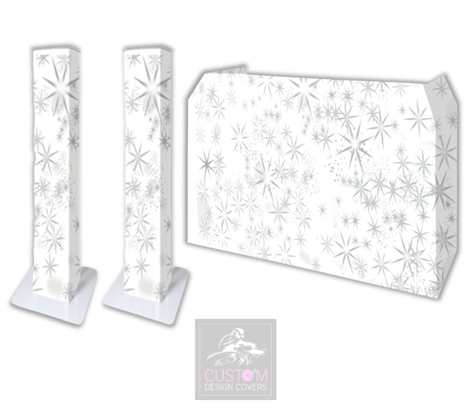 White Silver Stars Lycra DJ Covers (PACKAGE BUNDLE)