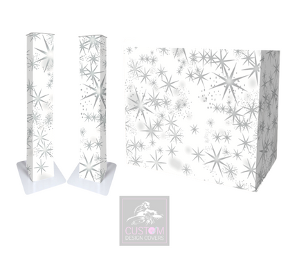 White Grey/Silver Star Lycra DJ Covers (PACKAGE BUNDLE) - COMBI