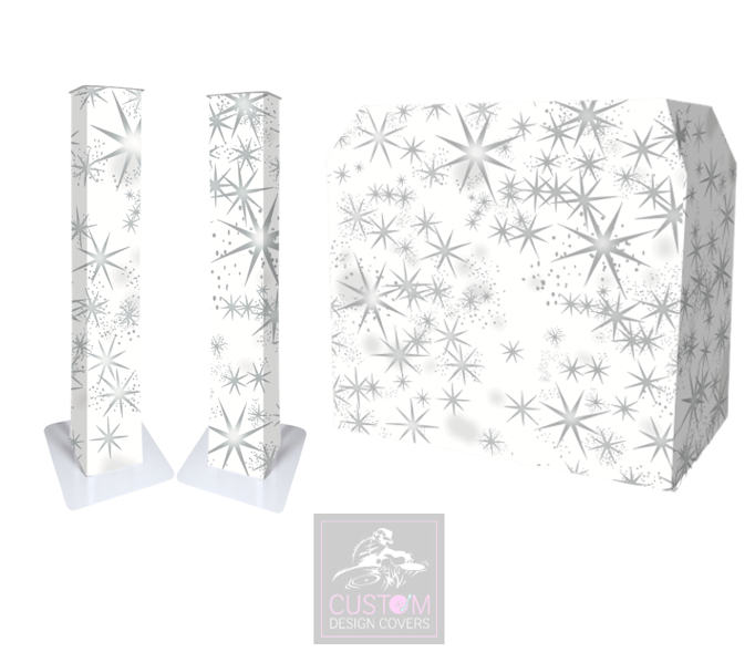 White Silver Stars Lycra DJ Covers (PACKAGE BUNDLE) 