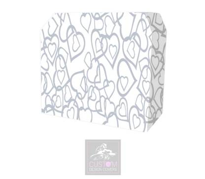 White Wedding Grey Hearts Lycra DJ Booth Cover