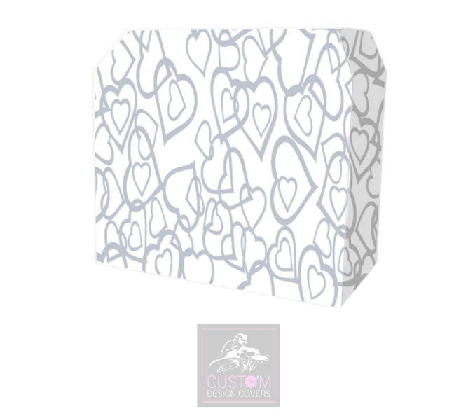 White Wedding Grey Hearts Lycra DJ Booth Cover