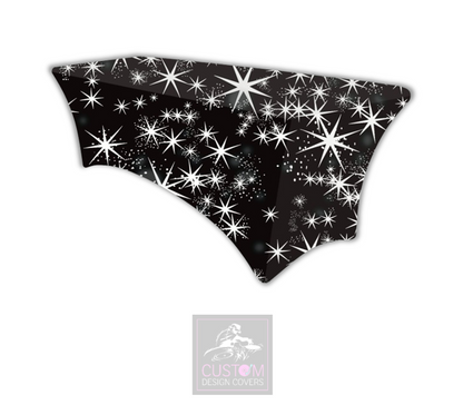 Black & White Stars Lycra Table Cover