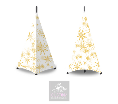 Two Sided White Gold Stars Stand Lycra Covers