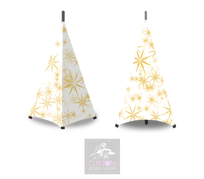 Two Sided White Gold Stars Stand Lycra Covers