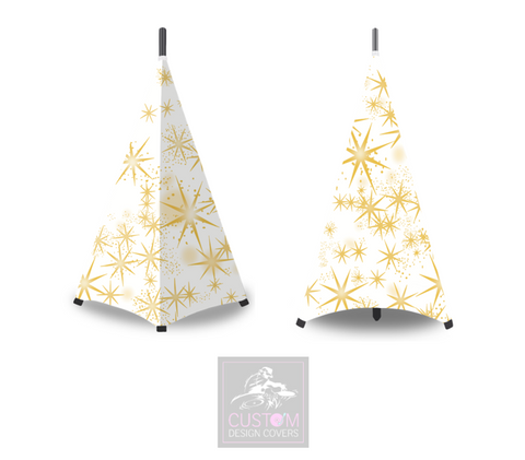 White Gold Stars Stand Lycra Covers 