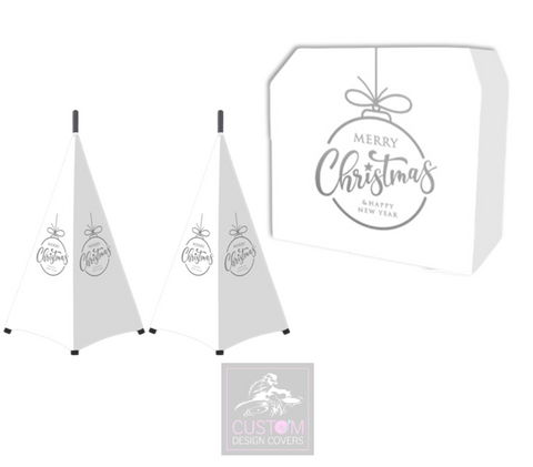 White Merry Christmas *Grey* Lycra DJ Covers (PACKAGE BUNDLE) - MKII 