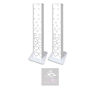 White Grey Hearts Lycra Podiums (PAIR)