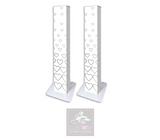 WHITE GREY HEARTS LYCRA PODIUM COVERS (PAIR)