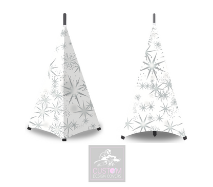 White Silver Stars Stand Lycra Covers 