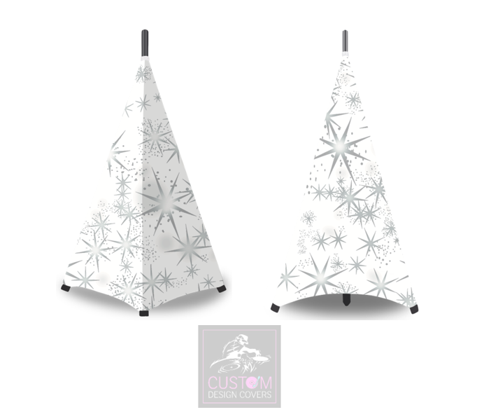 Two Sided White Silver Stars Stand Lycra Covers   