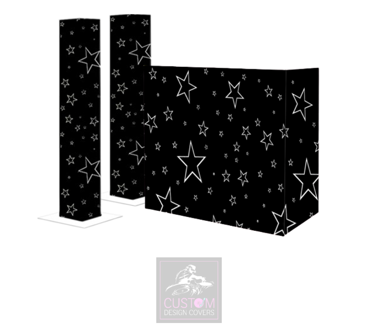 Black White Star Lycra DJ Covers (PACKAGE BUNDLE) - ADJ PRO