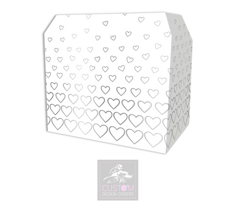 White Grey Hearts Lycra DJ Booth Cover